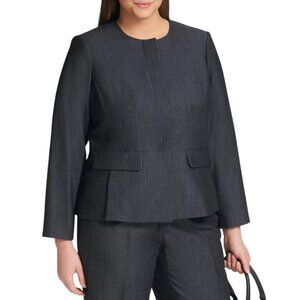 CALVIN KLEIN Peplum Blazer Jacket Plus size 18W DARK GRAY Preppy Work Office
